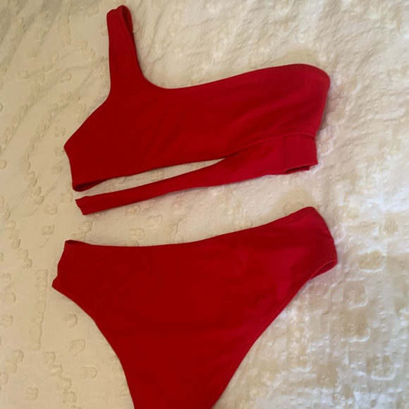 Red One Shoulder Bikini - Picture 2 of 2